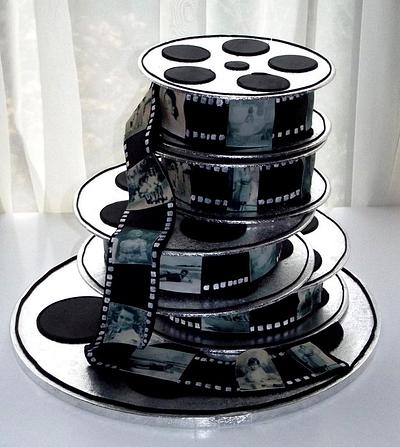 Hollywood film reels cake - Cake by Rhu Strand