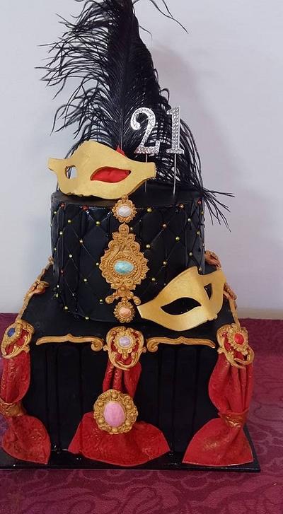 Masquerade themed 21st - Cake by Wedding Cakes Gold Coast