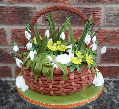 Basket of Snowflakes and Aconites - Cake by Karen's Kakery