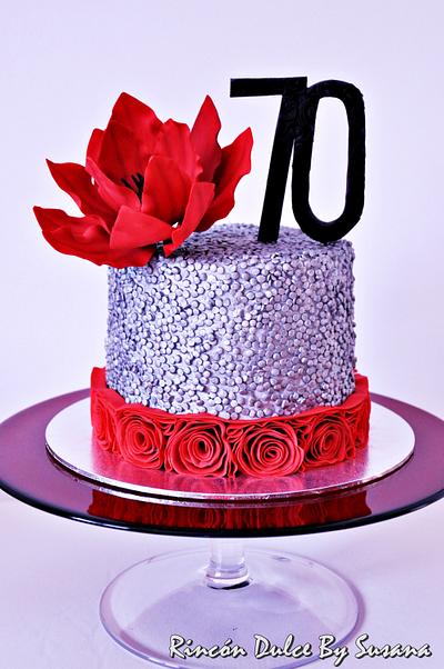Red Flower Cake - Cake by rincondulcebysusana