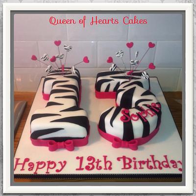 Number 13 shaped Cake - Cake by Queen of Hearts Cakes