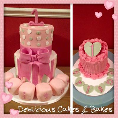 1st Birthday cake and Smash cake for Ariana! - Cake by debliciouscakes