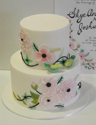 Wedding Cake based on Cloud Story Invitation - Cake by Esther Scott