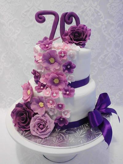 Floral Cascade in purple, pink & mauve - Cake by Michelle