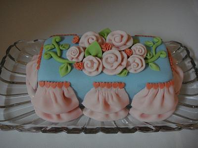 white cake with pink heart inside. - Cake by Zohreh