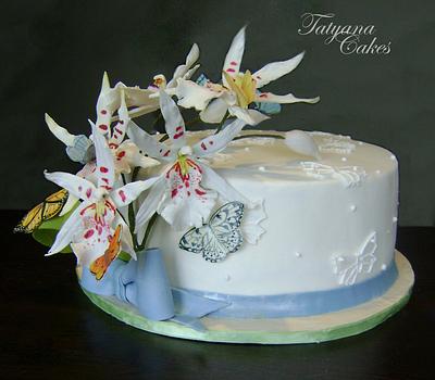 cake with orchids and butterflies - Cake by Tatyana Cakes