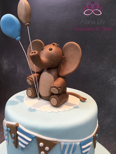 Elephant topper christening cake - Cake by Alana Lily Chocolates & Cakes