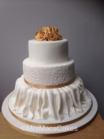 Skirted gold rose wedding cake - Cake by Mrs Macs Cakes