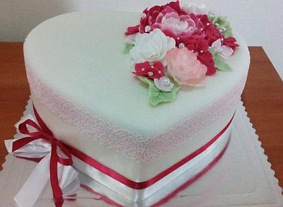 wedding  pink heart - Cake by Ellyys