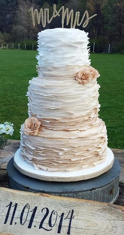 Ombre Ruffle Wedding - Cake by Kendra's Country Bakery