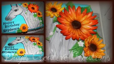 White horse with sunflowers - Cake by Day