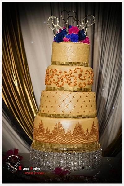 Gold indian wedding cake - Cake by Mary Yogeswaran