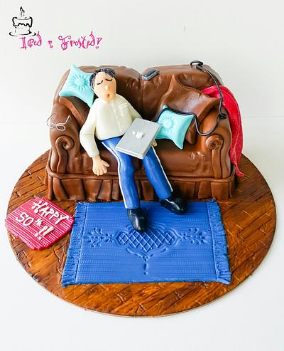 Sleepy man on Couch cake! - Cake by Iced n Frosted!