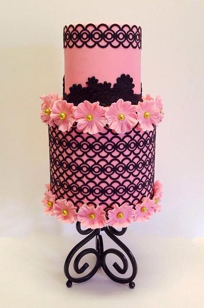 Filigree in Pink and Black - Cake by couturecakesbyrose