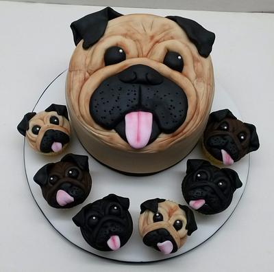Mummy Pug And Baby Pugs  - Cake by Sarah Poole