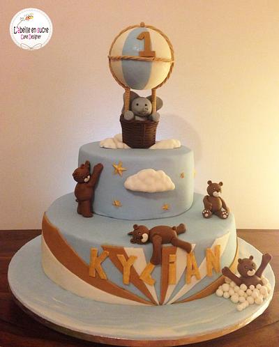 Hot Air balloon and teddy bear Cake - Cake by L'Abeille En Sucre