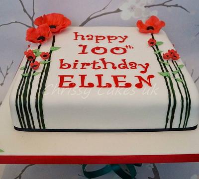 100th birthday poppy cake - Cake by Chrissy_Cakes_UK