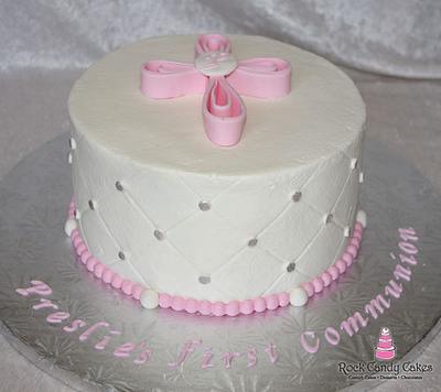 First Communion Pink Cross - Cake by Rock Candy Cakes