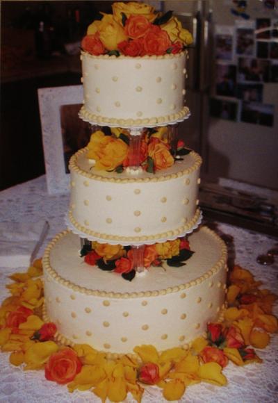 Buttercream wedding cake fall roses - Cake by Nancys Fancys Cakes & Catering (Nancy Goolsby)