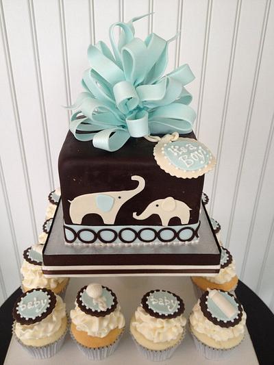 Baby Elephant cupcake tower - Cake by Bianca