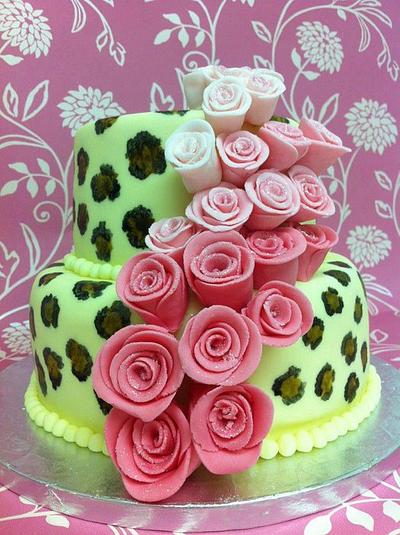 Leopard Print and Roses Cake - Cake by CakeyBakey Boutique