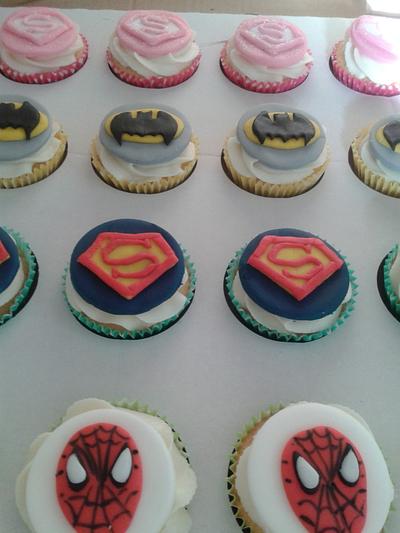 Brooklyn's Super Hero logo cupcakes - Cake by Karen's Kakery