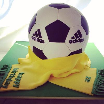 soccer ball cake and scarf - Cake by Caked Goodness