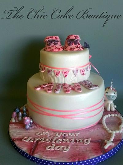 pink christening cake - Cake by The chic cake boutique