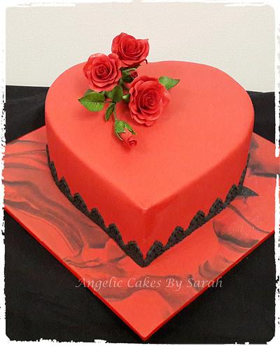 Black & Red, Hearts & Roses - Cake by Angelic Cakes By Sarah