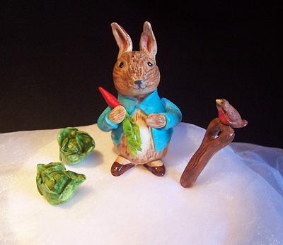 Hand Painted Peter Rabbit - Cake by Elizabeth Miles Cake Design