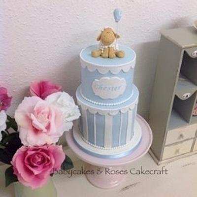 Baby Lamb 2 Tier Christening Cake - Cake by Babycakes & Roses Cakecraft