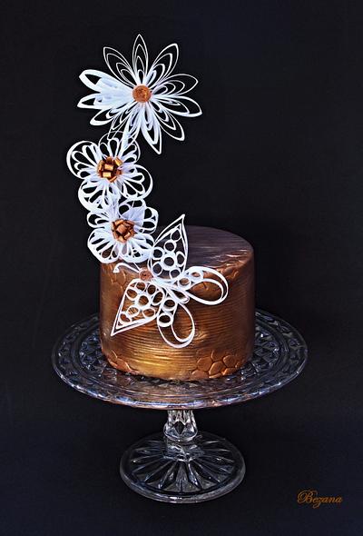 Mini cake with flowers of edible waffle paper  - Cake by Zuzana Bezakova