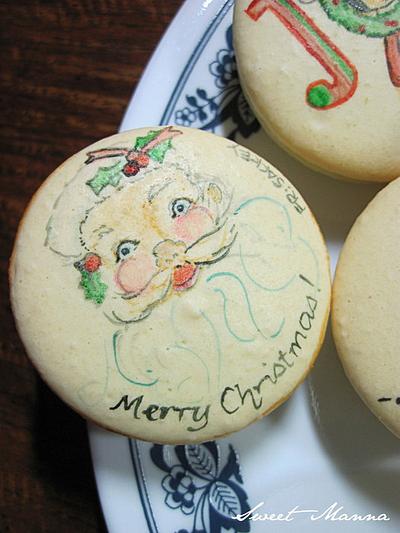 Hand Painted Christmas Macarons - Cake by SweetManna