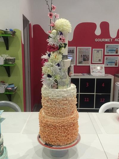 Wedding Cake with Groom and Bride Cake too! - Cake by ladygourmet