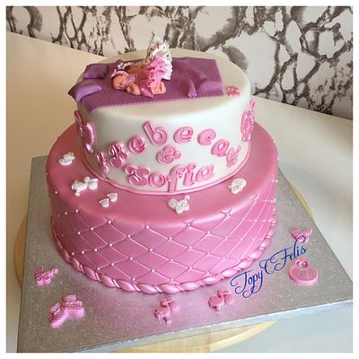 Christening cake for twin girls - Cake by Felis Toporascu