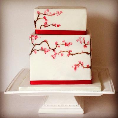 Cherry blossom painted  - Cake by Happyhills Cakes