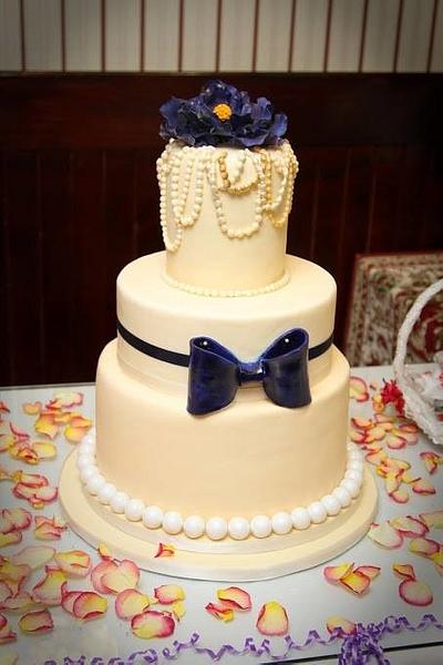 Pearls and Peony wedding  cake - Cake by Danijela Lilchickcupcakes
