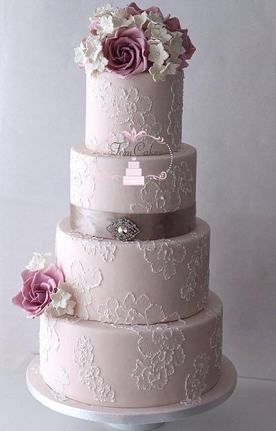 Vintage Lace Wedding Cake - Cake by Fem Cakes