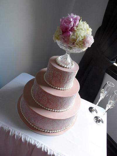 Three Tier Stenciled Wedding Cake - Cake by FinesseCakesMelb