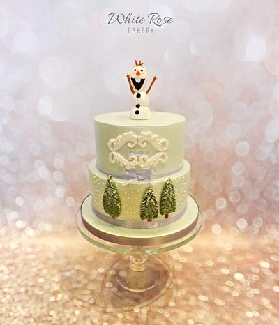 Snow capped Frozen forrest and Olaf  - Cake by White Rose Bakery