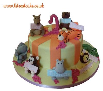 Joint 1st Birthday Cake - Animal Theme - Cake by Let's Eat Cake