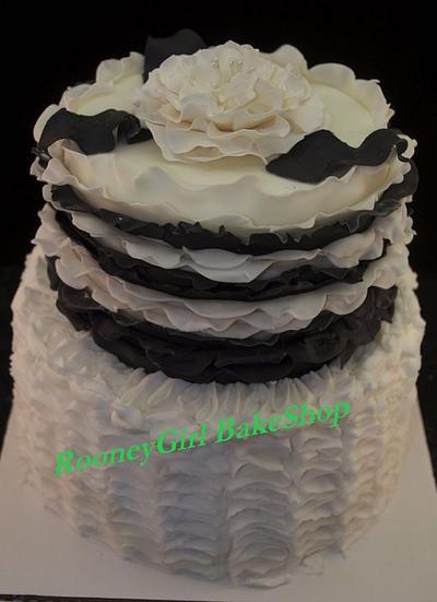 Black & White Ruffle Cake - Cake by Maria @ RooneyGirl BakeShop