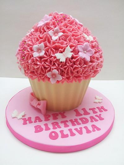 Pink & Girlie Giant Cupcake - Cake by Sarah Poole
