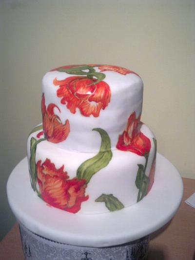 Tangerine Painted Cake - Cake by PetiteSweet-Cake Boutique