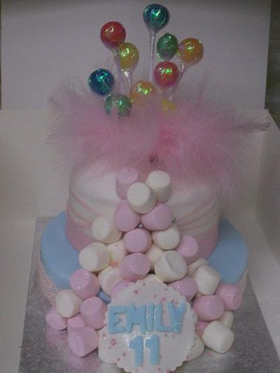 Fun cake feathers and lollypops - Cake by cupcakes of salisbury
