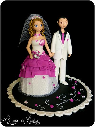 Wedding cake topper "white black fuchsia" - Cake by Au pays de Candice