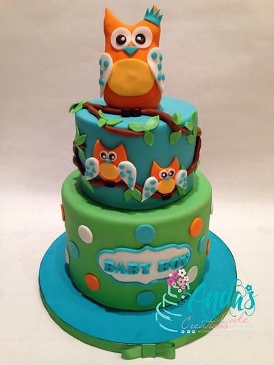 Little Owls Baby Shower Cake - Cake by Anda Nematalla