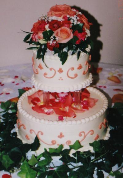 Peach& Coral Buttercream wedding cake - Cake by Nancys Fancys Cakes & Catering (Nancy Goolsby)