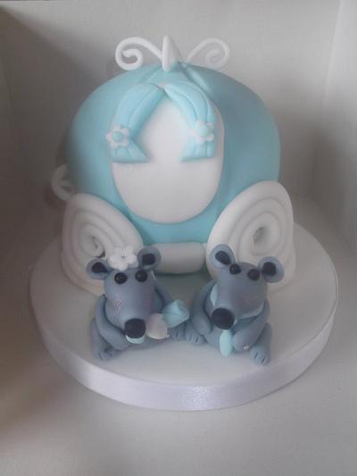 Cinderella carriage with bride & groom mouse  - Cake by Tracey