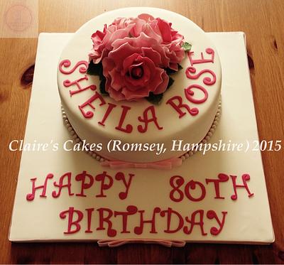 80th Birthday Cake (Roses) - Cake by Claire's Cakes (Romsey, Hampshire)